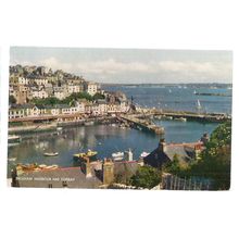 BRIXHAM HARBOUR and TORBAY, DEVON used vintage postcard by J Salmon 1963 pm =
