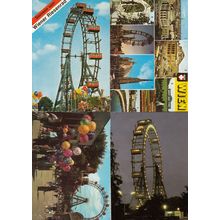 Wien Theme Park Roundabout 4x Austrian Fair Postcard s