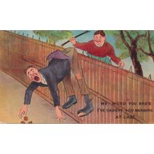 Peeping Tom Caught Spanking Antique Comic Humour Postcard