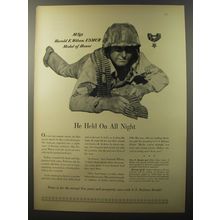 1953 U.S. defense bonds Ad - He held on all night