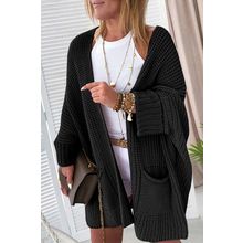 Black Oversized Fold Over Sleeve Sweater Cardigan