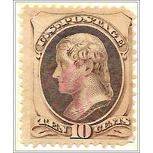United States 1870-1871 10c Jefferson Brown Used Stamp V1 2