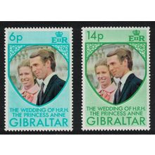 Gibraltar Royal Wedding Princess Anne 2v 1973 MNH SG#323-324 Sc#305-306