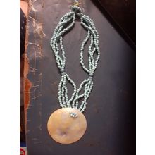 womens multi strand beaded and abalone shell necklace handmade