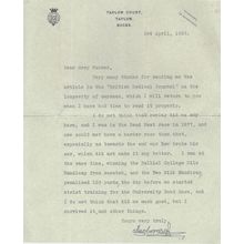 William Grenfell Lord Desborough WW2 Hand Signed Boat Race Oarsman Letter