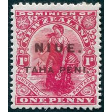 Niue 1917 1d carmine Perf 14x15 Brown surcharge SG21 unused