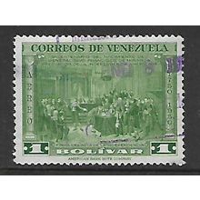 VENEZUELA 1950 DECLARATION OF INDEPENDENCE 1b GREEN SG847 FINE USED#2