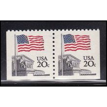 1896 20c U.S. Flag Fine MNH Dry Gum BPS Hor Pair Bottom V4690
