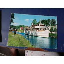 vintage canal and boat Karlsborg postcard
