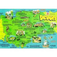 Sir Francis Drake Devon Famous People & Places Map Postcard