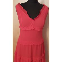 Moda International Red Georgette Chiffon Tiered Dress Small 8 -10 UK