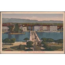 Pont et Quai du Mont-Blanc, Genève, c.1910s - Jullien Frères CPA