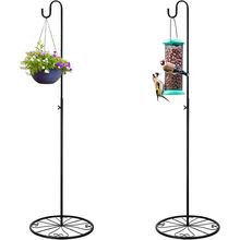 Blulu 2 Pack Adjustable Black Iron Shepherds Hook 34"-55" Shepherds Hook Metal H