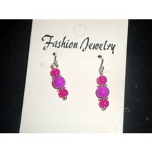 Purple & cerise earrings petite adult or child sterling silver ear hook