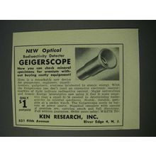 1954 Ken Research Geigerscope Ad - Radioactivity Detector