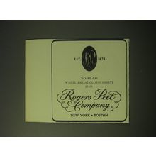 1948 Rogers Peet Ro-Pe-Co White Broadcloth Shirts Advertisement