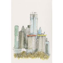 Mornington Crescent Primrose Hill Skyscrapers London Painting Postcard