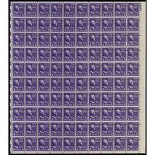 807, MNH 3¢ Misperforated Freak Error - Sheet of 100 Stamps - Stuart Katz