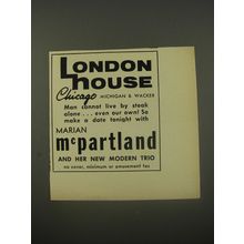 1956 London House Restaurant Ad - Marian McPartland and her New Modern Trio