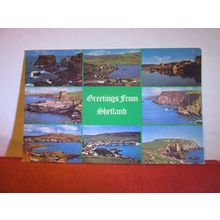multiview, SHETLAND, SCOTLAND used postcard Colourmaster #