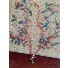 handmade girl woman red beaded necklace with fairy pendant