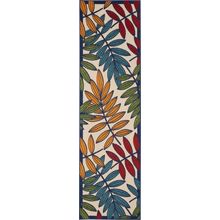 2' X 8' Ivory And Blue Floral Indoor Outdoor Area Rug