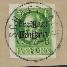 GER (BAVARIA) 1919 5pf 'KING LUDWIG (FREISTAAT) (IMPERFED FINE USED(EBID64-459)