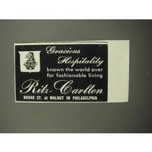 1951 Ritz Carlton Hotel Ad - Gracious Hospitality