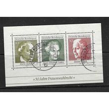 GERMANY 1969 50 YEARS WOMEN SUFFRAGE MINIATURE SHEET USED SG MS1499 #3