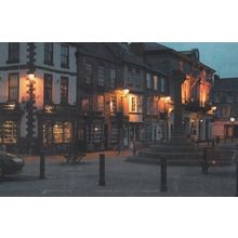 Knaresborough Market Place At Dusk Night Illuminations Off License Postcard