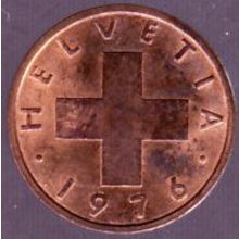 1976 Switzerland 1 Rappen Coin