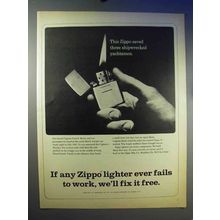 1966 Zippo Cigarette Lighter Ad - Saved Shipwrecked