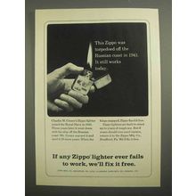 1966 Zippo Cigarette Lighter Ad - Torpedoed in 1943