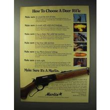 1992 Marlin 30/30 Lever Action Ad - Choose a Deer Rifle