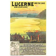 Lucerne Switzerland Lake Travel Map Bahnen 1912 Swiss Poster Postcard