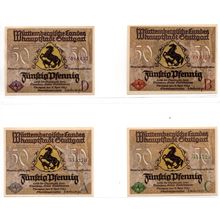 1921 Germany Stuttgart Notgeld Set of 4 Notes (1449)