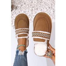 Chestnut Suede Wavy Striped Plush Lined Slippers (Run Small, Size Up)