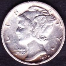 1929 S USA 10 Cents Silver Coin Mercury