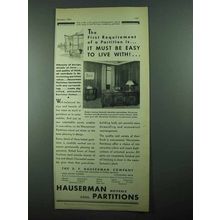 1931 Hauserman Partitions Ad - Easy To Live With