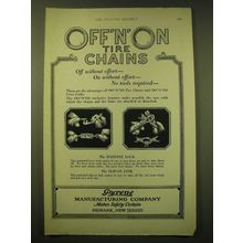 1924 Pyrene Manufacturing Off'n'on Tire Chains Ad - Off without effort