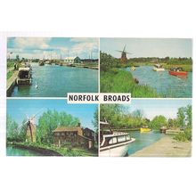 multiview, THE NORFOLK BROADS used postcard 1975 postmark =