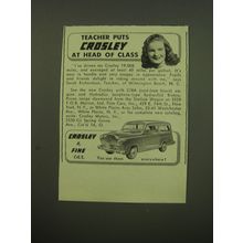 1949 Crosley Car Ad - Teacher puts Crosley at head of class
