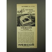 1954 Webcor Portable Musicale Phonograph Ad - High-fidelity wherever you go