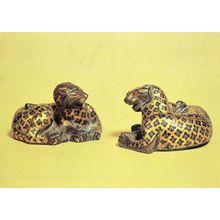 Parcel Guilt Bronze Antique Leopards Chinese Art Hopei Postcard