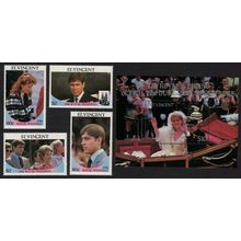 St. Vincent Royal Wedding Prince Andrew 4v+MS 1986 MNH SG#1009-1012 Sc#958-959