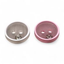 11mm White and Pink Buttons with Diamond Imitation Stud 2 Hole Baby Cardigan