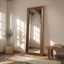 MELOMOIR Rustic Farmhouse Full Length Mirror, 64"X21" Wood Frame Floor Mirror, F