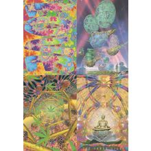 Psytrance 4x Psychedelic Fantasy Art Postcard s