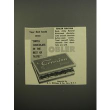 1953 Tobler Teresina Chocolate Ad - Your first taste says: Swiss Chocolate