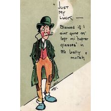 Opera Glasses In Valley Antique Welsh Dialect Wales Comic Postcard
